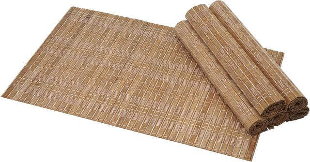 6-teiliges Bambus Tischset MCW C13 Ethnic Striped Dunkelbraun B: 45 cm, T: 30 cm - Bild 1