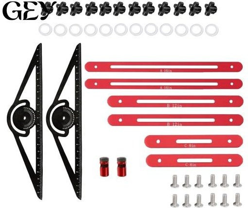 Ryn Treppenstufe Messwerkzeug aus Aluminiumlegierung in Schwarz mit verstellbarem Messschieber und schwenkbarem Ende, Längenbereich 8-60 Zoll - Bild 1