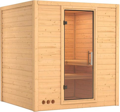Karibu Sauna Sindi für 4 Personen aus Fichtenholz in Beige, B/T/H: 184 x 209 x 193 cm - Bild 1