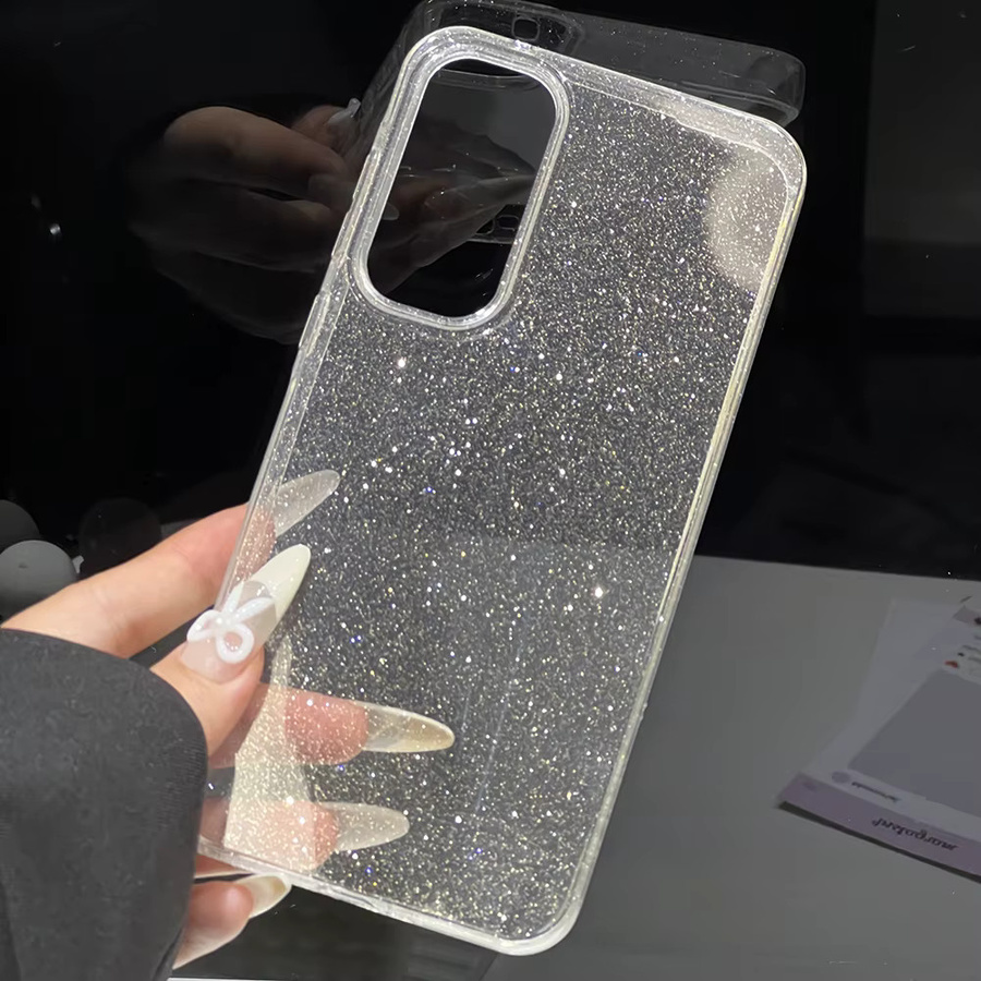 Stoßfeste Silikon Handyhülle mit Glitter für Samsung Galaxy A56 5G, A55, A54, A16, A15, A36, A35, A26, A25, A24, A12, A06, A05s in Transparent - Bild 3