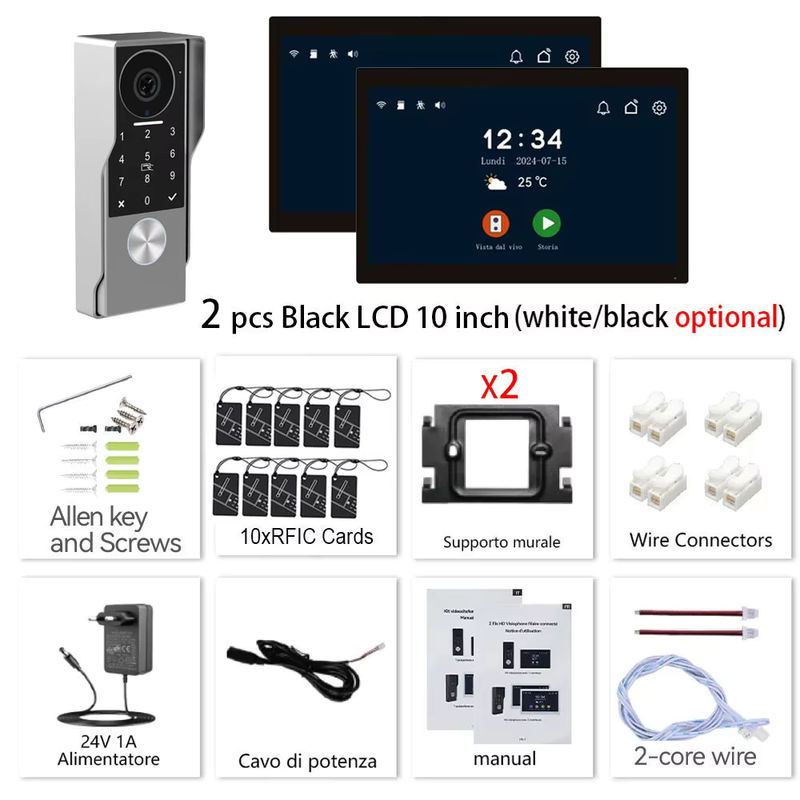 AJXML 2-Draht Video-Türsprechanlage mit 2 Monitoren, 7/10 Zoll, 1080P Smart Video-Gegensprechanlage mit TUYA App, IC-Karten- und PIN-Entsperrung - Bild 2