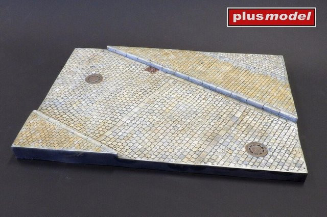 plusmodel Display base, Cobblestone street with sidewalk, 1:35, Grau - Bild 1