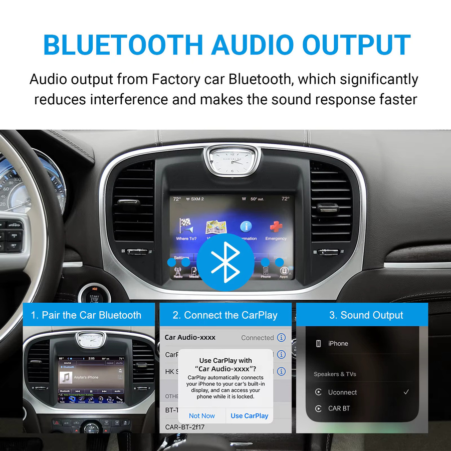 Ezonetronics Wireless CarPlay und Android Auto Nachrüstsatz Decoderbox für Chrysler 300-Serie 2011–2016 in Schwarz mit Wi-Fi und Bluetooth - Bild 6