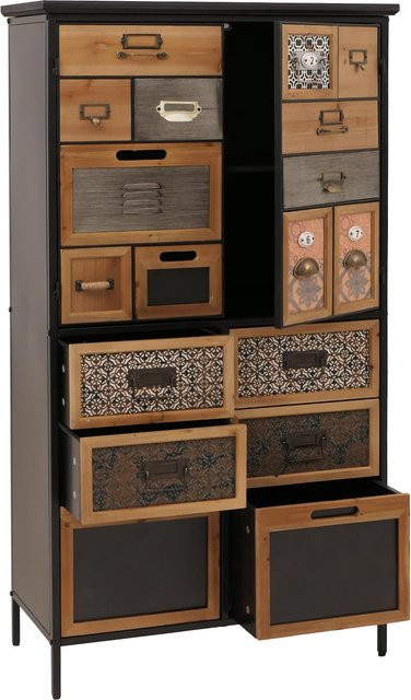 Apothekerkommode MCW-O80 Highboard im Vintage Shabby-Look mit Schubladen, Farbe: natur/bunt, B/T/H: 136 x 35 x 73 cm - Bild 1