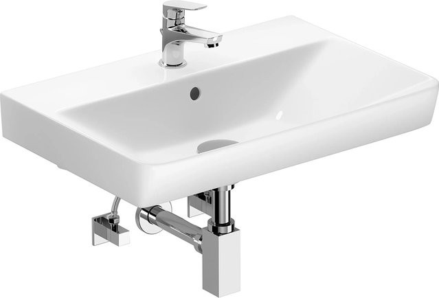 baliv Waschtisch Slim 60 cm mit Armaturen und Siphon, Weiß, Rechteckig - Bild 1