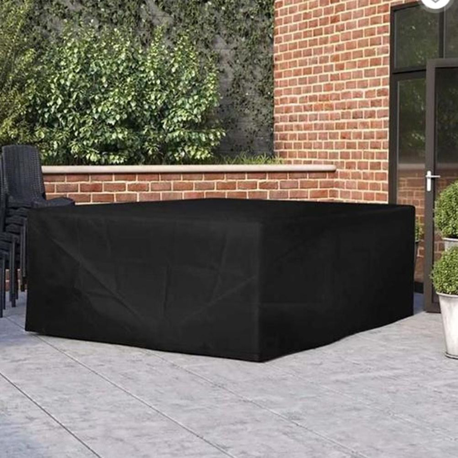Wasserdichte Gartentischabdeckung von DIYelecs aus schwarzem 210D Oxford Polyester für Gartenmöbel - Bild 2