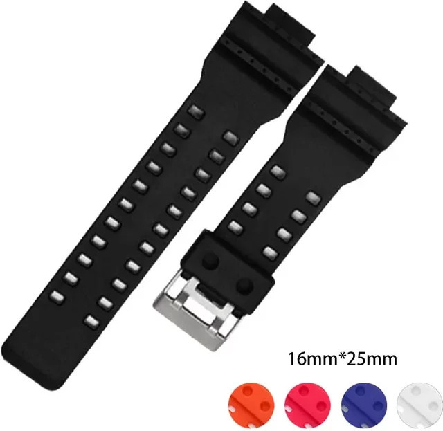 Casio Uhrenarmband, Silikon, Edelstahl, Schwarz, Unisex - Bild 1