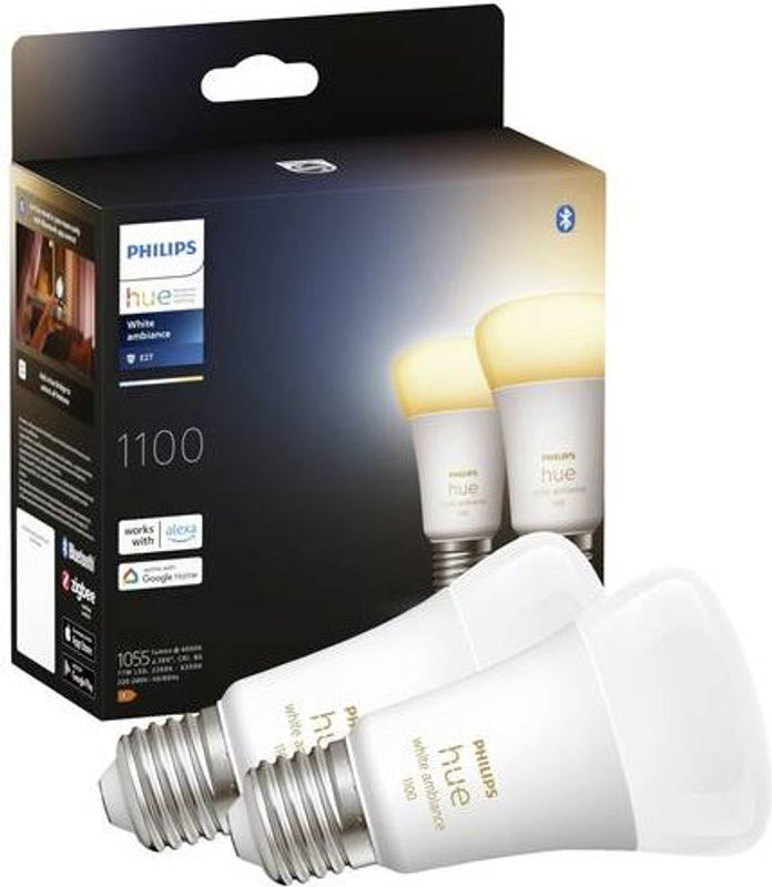 Philips Hue White Ambiance E27 LED-Leuchtmittel 2er-Set dimmbar mit Bluetooth und Hue System Unterstützung - Bild 3