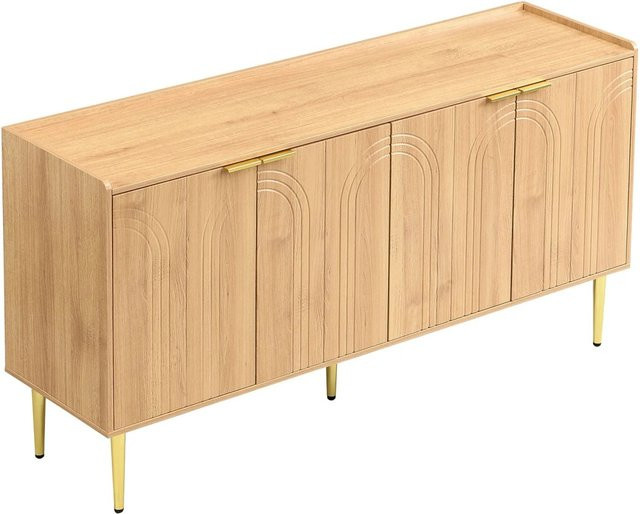 okwish Sideboard Modernes Wohnzimmer Sideboard in Natur mit geometrischem Design, B/T/H: 140 x 38 x 75 cm - Bild 1