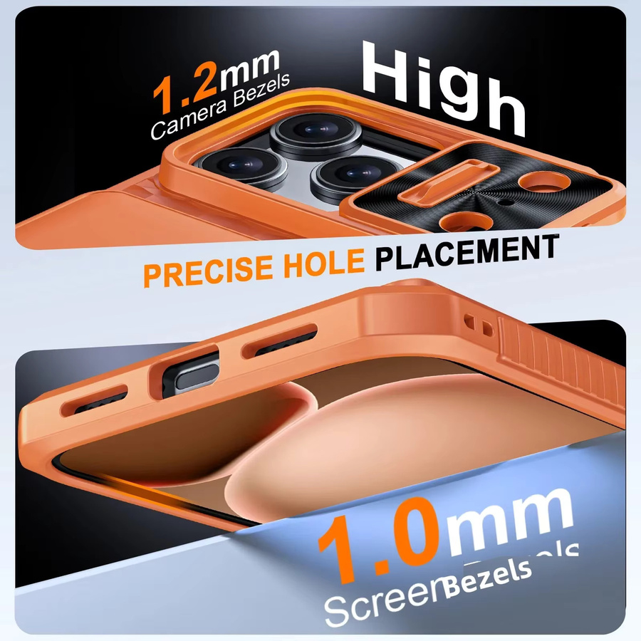BANGZAO Wallet Case für iPhone 17 Pro Max mit Kartenhalter, Schiebe-Kameraabdeckung und Standfunktion in Orange - Bild 2