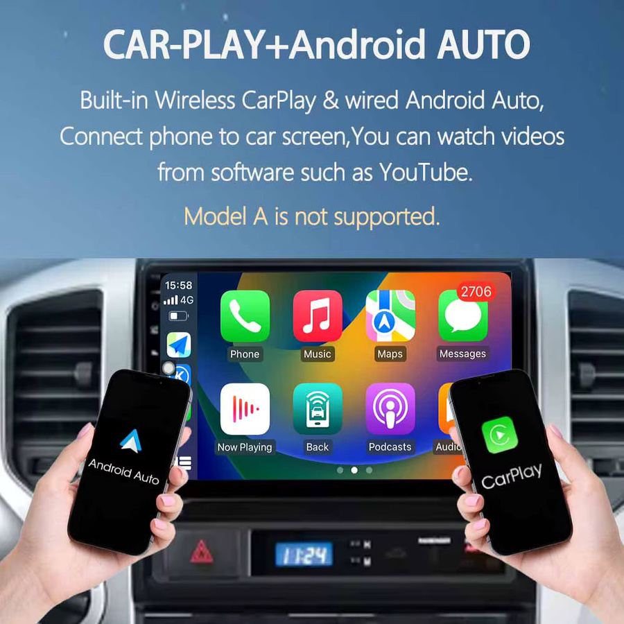 Android 15 Multimedia-Autoradio für Nissan X-TRAIL 2004-2007 mit Wireless CarPlay, GPS, WiFi, 4G und Bluetooth in Schwarz - Bild 2