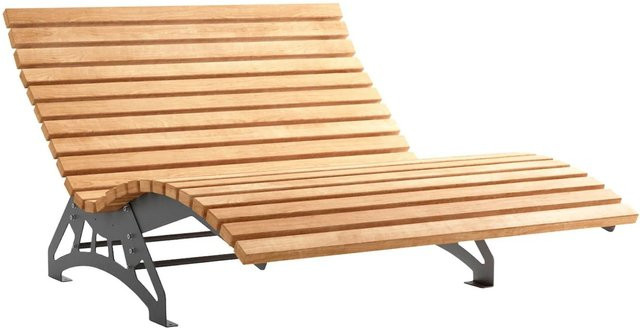 SOTECH Gartenliege LOUNGER Komplett Set aus verzinktem Stahl in Schwarz mit Lärche Holzlatten - Bild 1