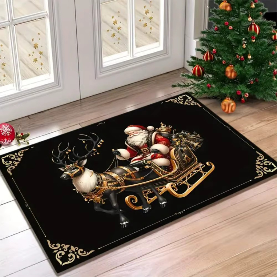 VIKAMA Weihnachtsmann Fußmatte für den Eingangsbereich, Schwarz, Anti-Rutsch, B/T: 60 x 40 cm - Bild 2