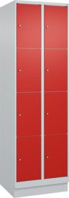 C+P Schließfachschrank Classic PLUS mit Sockel, 2 Abteile, Grau/Rot, B/T/H: 195 x 60 x 50 cm - Bild 1