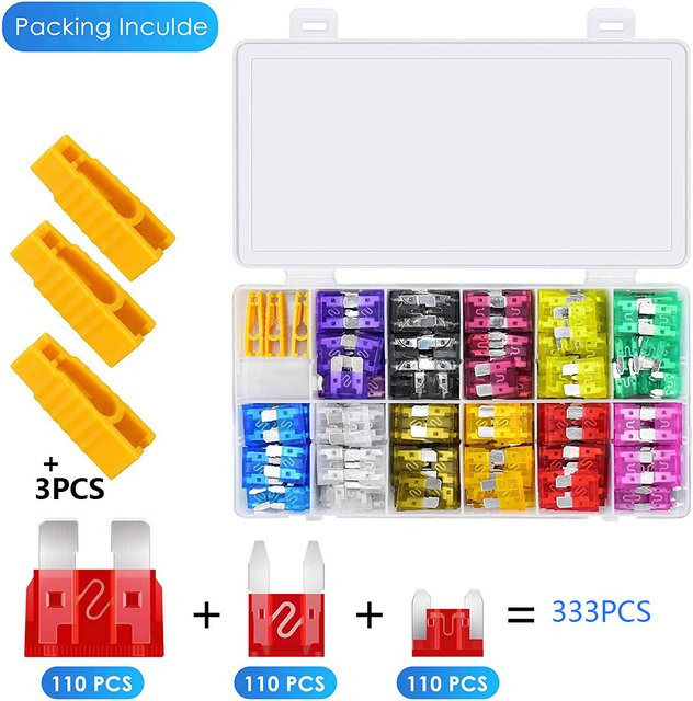 JORPETS 333-teiliges Sicherungsset mit Standard-, Mini- und Low-Profile-Mini-Flachsicherungen - Bild 1