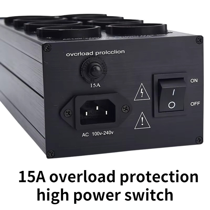 Pawalle TP80 Audio Power Conditioner mit Überspannungsschutz und EU-Steckdosenleiste in Schwarz - Bild 2