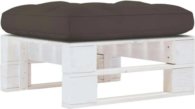 vidaXL Outdoor-Ottomane aus imprägniertem Kiefernholz in Weiß-Taupe mit Polstern - Bild 1