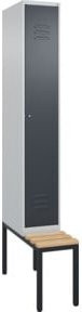 C+P Spind Classic PLUS Garderobenschrank mit Sitzbank, 1 Abteil, Zylinderschloss, 3 Garderobenhaken, Farbe: Grau, B/T/H: 212,0 x 30,0 x 81,5 cm - Bild 1