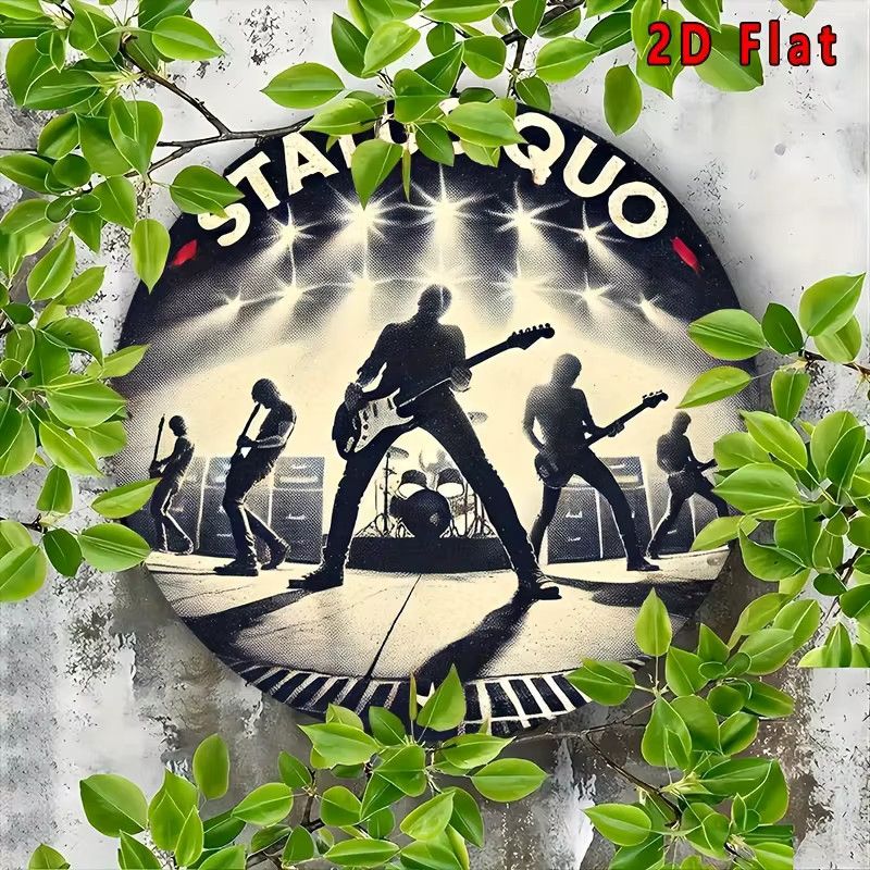 Rundes Metallblechschild Status Quo Rock Band Konzert Poster von Potdemiel im Vintage-Stil, Durchmesser: 20 cm - Bild 6
