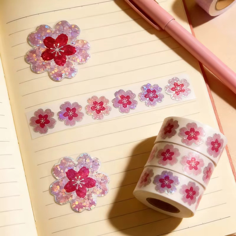 TYFYO Laser-Blumenaufkleber-Rolle in Multicolour, wasserfeste selbstklebende Siegelaufkleber in Blumenform für Geschenkverpackungen, 1 Zoll - Bild 3
