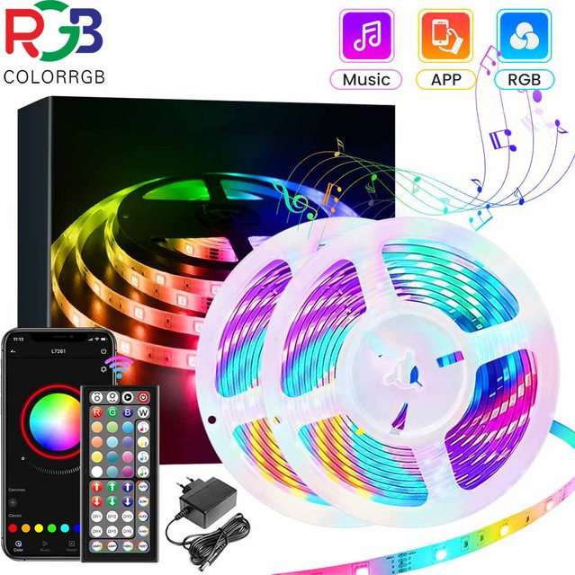 RGB LED-Streifenleuchten für dein Schlafzimmer mit App- und Fernbedienung, farbwechselnde LED-Akzentbeleuchtung mit Musik-Synchronisierung und WiFi-Steuerung in Multicolour - Bild 1