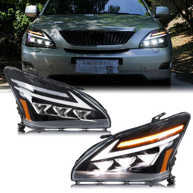 LED-Scheinwerfer mit DRL-Projektor und sequentiellen Blinkern für Lexus RX330 RX350 RX400h (2004–2009) - Bild 1