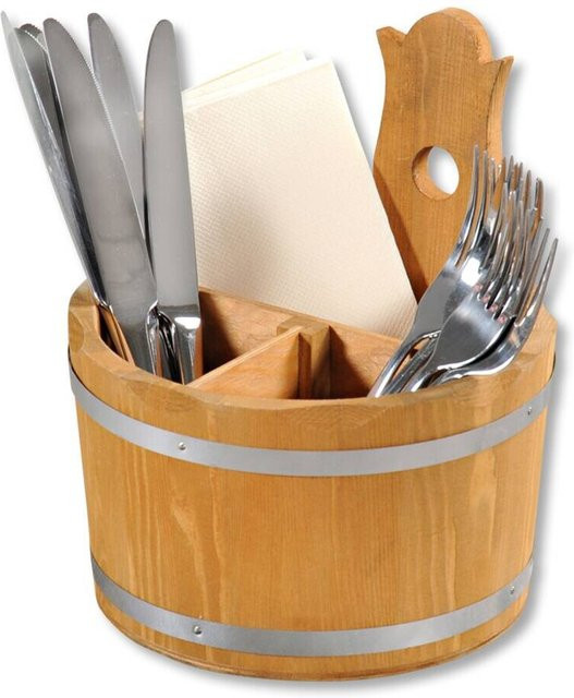 Kesper Besteckbehälter aus Kiefernholz in Braun mit Fächern B/H/L: 17 x 20 x 17 cm - Bild 1