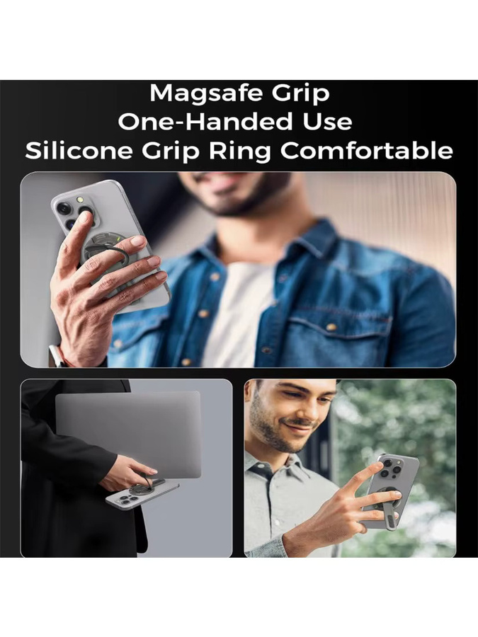 XMSJ MagSafe Handy-Griffständer und magnetischer Auto-Handyhalter 3-in-1 mit Fingerringhalter und Zappelspielzeug-Design in Schwarz - Bild 7