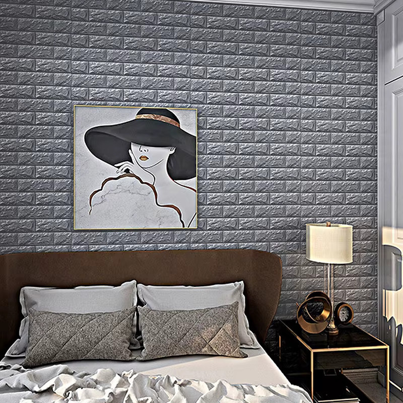 Wasserdichte Stereo-Tapete im europäischen Stil als Wandaufkleber mit Backstein-Design, abnehmbar und selbstklebend, B/H: 30,0 x 35,0 cm - Bild 1