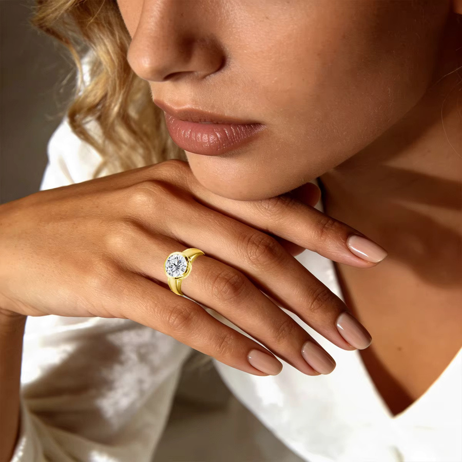 szjinao Moissanit-Ring, 5 Karat, 14K Gold Filled, Damen - Bild 2