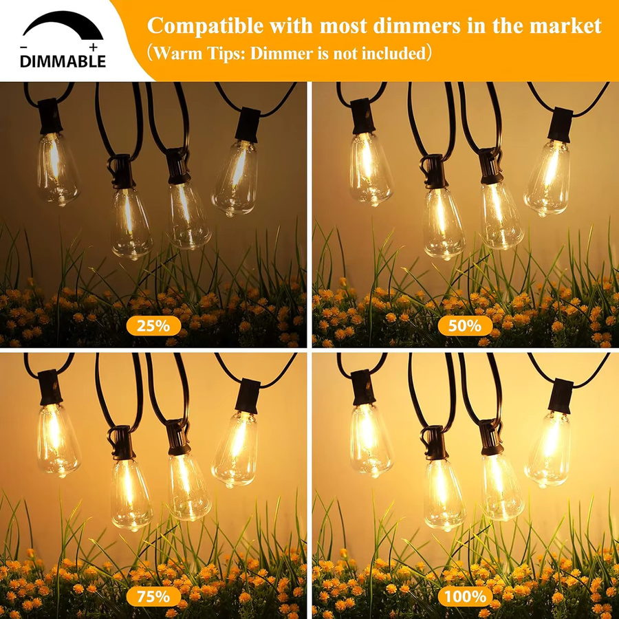KIKIELF Outdoor LED Lichterkette ST38/G40 im Vintage-Stil, warmweiß, transparent - Bild 2