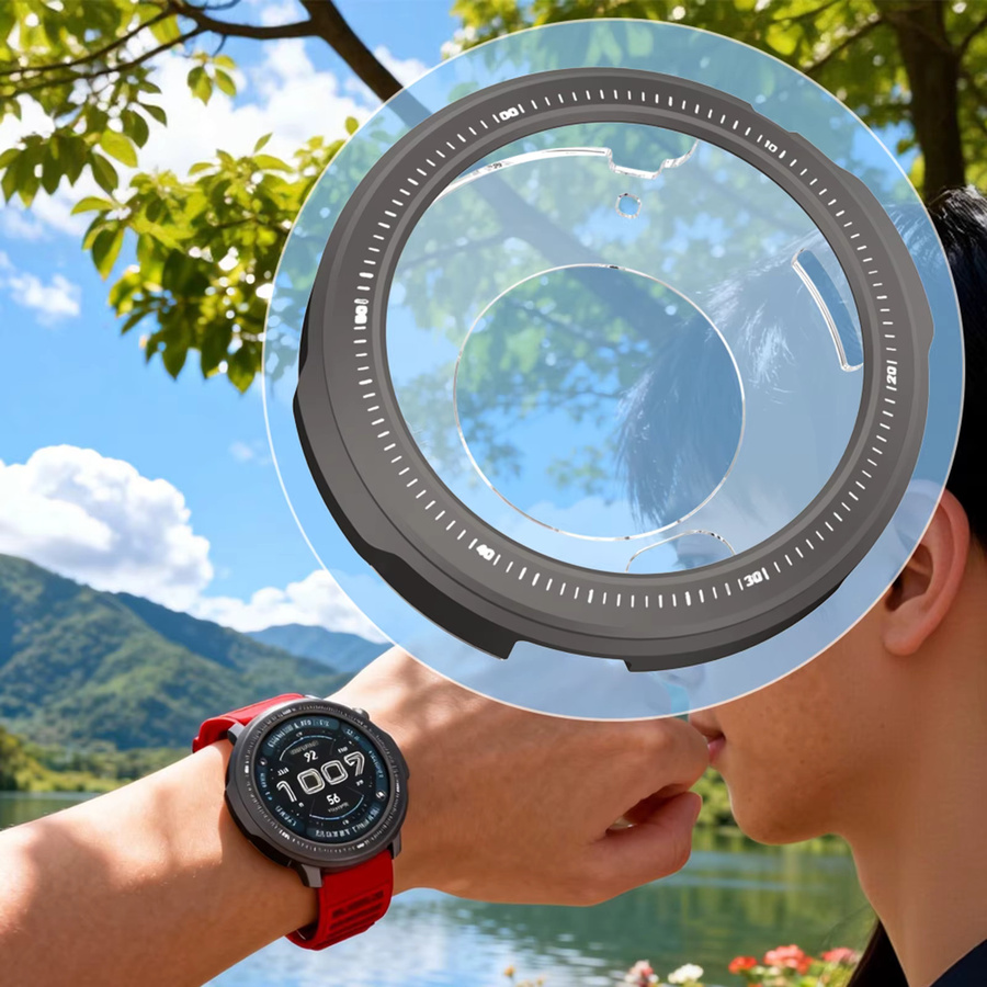 ALLOET Uhrenarmband für Amazfit Balance 2 Smartwatch, Edelstahl, Silikon, Schwarz - Bild 4