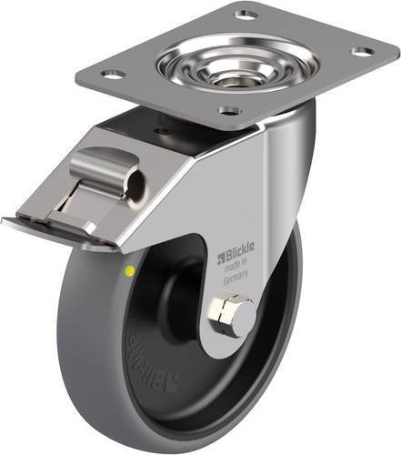 Blickle LEX-TPA 160G-FI-ELS Lenkrolle mit Feststeller aus Edelstahl und Kunststoff in Grau und Schwarz, Rad-Durchmesser: 160 mm, Tragfähigkeit: 130 kg - Bild 1