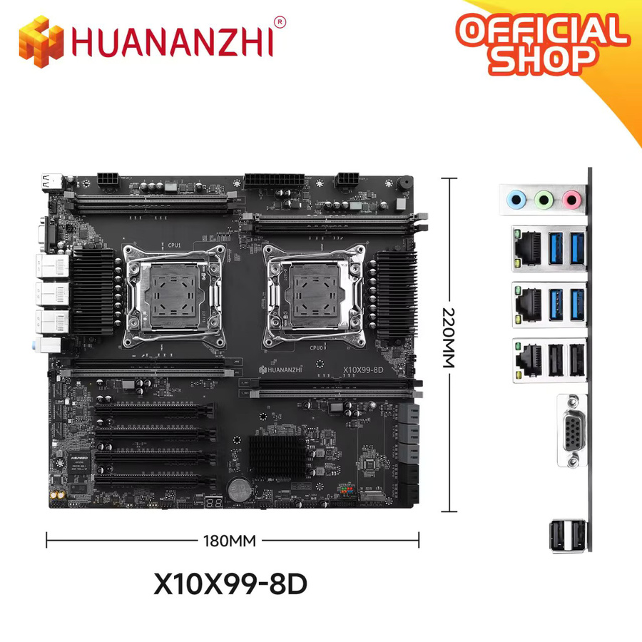 HUANANZHI X10X99-8D+ TPM2.0 Motherboard LGA2011-3 mit Dual 2.5G LAN, DDR4 und PCIe 3.0 in Schwarz - Bild 4