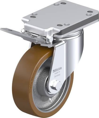 Blickle Lenkrolle LH-GB 160K-IS mit Feststeller, Durchmesser: 160 mm, Tragfähigkeit: 800 kg, galvanisiert, silber - Bild 1