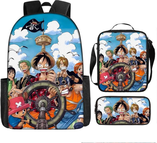 One Piece Schultaschen-Set Luffys Seefahrer-König Design in Multicolour bestehend aus drei Teilen - Bild 1