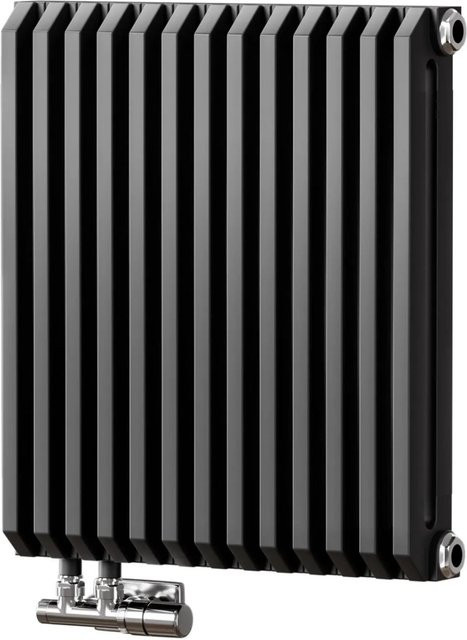 Emke Doppellagiger Paneelheizkörper D-Form in Anthrazit mit Seitenanschluss, 969W, B: 60 cm, H: 60 cm - Bild 1