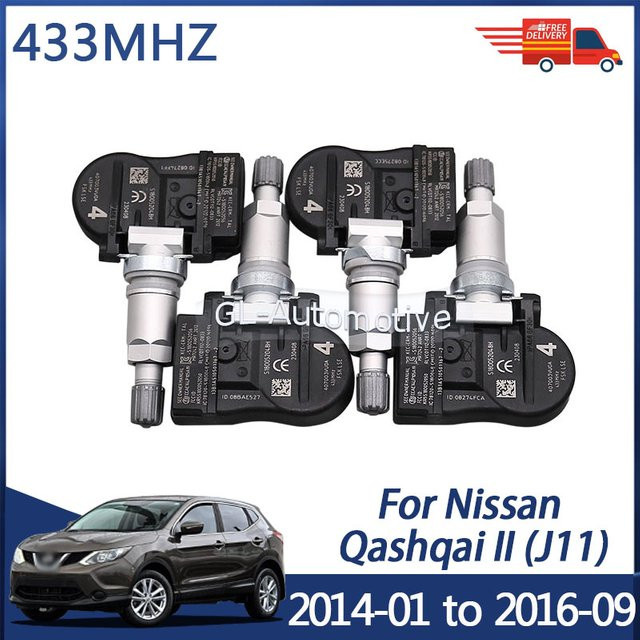GANGLE TPMS Reifendruck Sensor für Nissan Qashqai II (J11) 2014-2016, 433MHz, Schwarz, 1/4 Stück - Bild 1