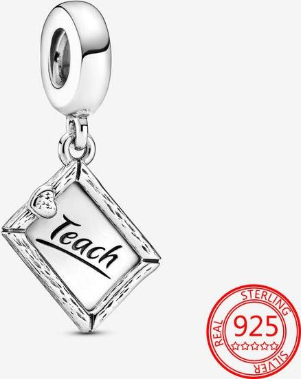 Charm 925 Silber, Tafel Lehre mit Liebe, Damen, Weiß - Bild 1