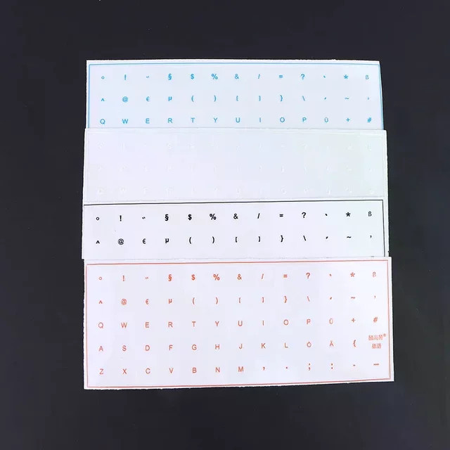 Universeller transparenter Tastaturaufkleber mit deutscher Beschriftung und Pinzette für Desktop und Laptop, Set in Transparent und Orange - Bild 1