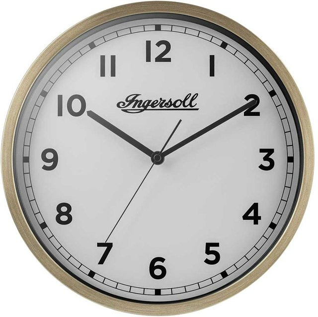 Ingersoll IC001GW Wanduhr im Retro-Look aus Metall, Farbe Weiß/Bronze, Durchmesser: 30 cm - Bild 1