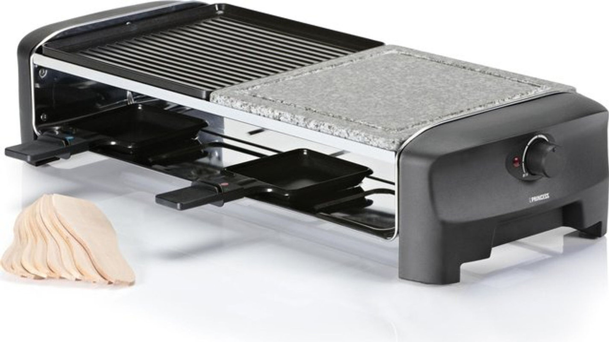 Princess 162820 Stone & Grill Party Raclette in Schwarz mit 8 Pfännchen und wendbarer Grillplatte - Bild 3