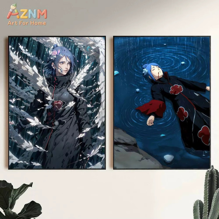 Kayou Naruto Akatsuki Konan Paper Angel Anime Leinwandgemälde Wandkunst Poster Mehrfarbig - Bild 3