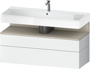 Duravit Waschtischunterschrank Qatego in Weiß Hochglanz, Wandmontage mit integrierter Beleuchtung und internen Schubladen, B/T/H: 119 x 47 x 59 cm - Bild 1