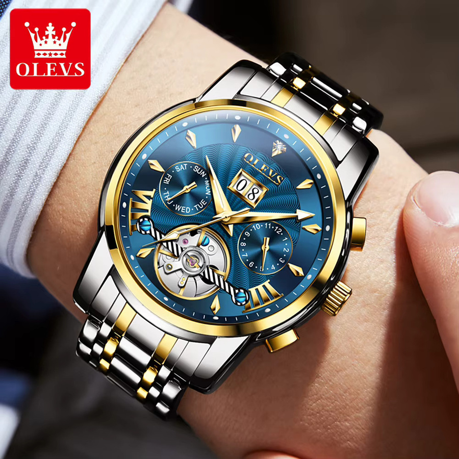 OLEVS Armbanduhr Automatik, Edelstahl, Schwarz, Herren - Bild 2