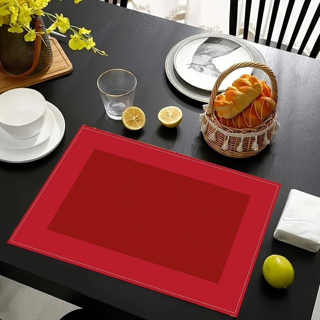 VIKAMA Tischsets mit rotem geometrischem Design für Küche und Restaurant, 4 oder 6 Stück - Bild 1