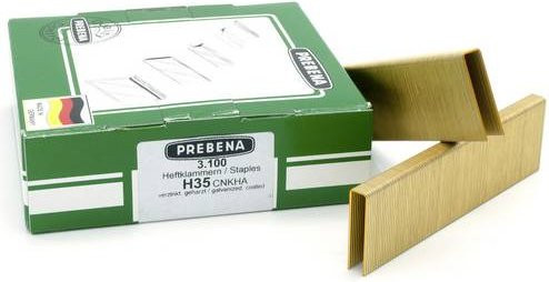 Prebena Heftklammern-Set H35CNKHA, 3100 Stück, verzinkt, Farbe: Gold, Breite: 35 mm, Höhe: 8,6 mm - Bild 1
