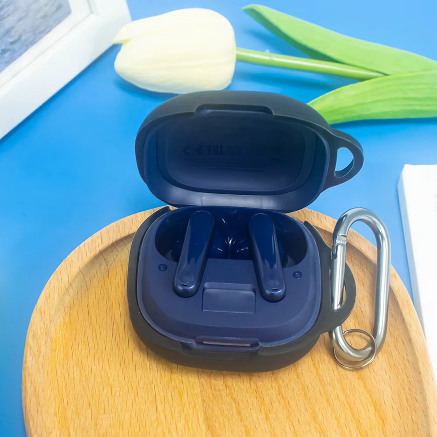 Silikon Schutzhülle für Anker Soundcore P40i Ohrhörer mit Karabiner in Beige oder Blau - Bild 5