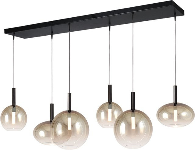 Masterlight Lido LED-Pendelleuchte 6-flammig in Gold und Schwarz mit transparentem Glas - Bild 1