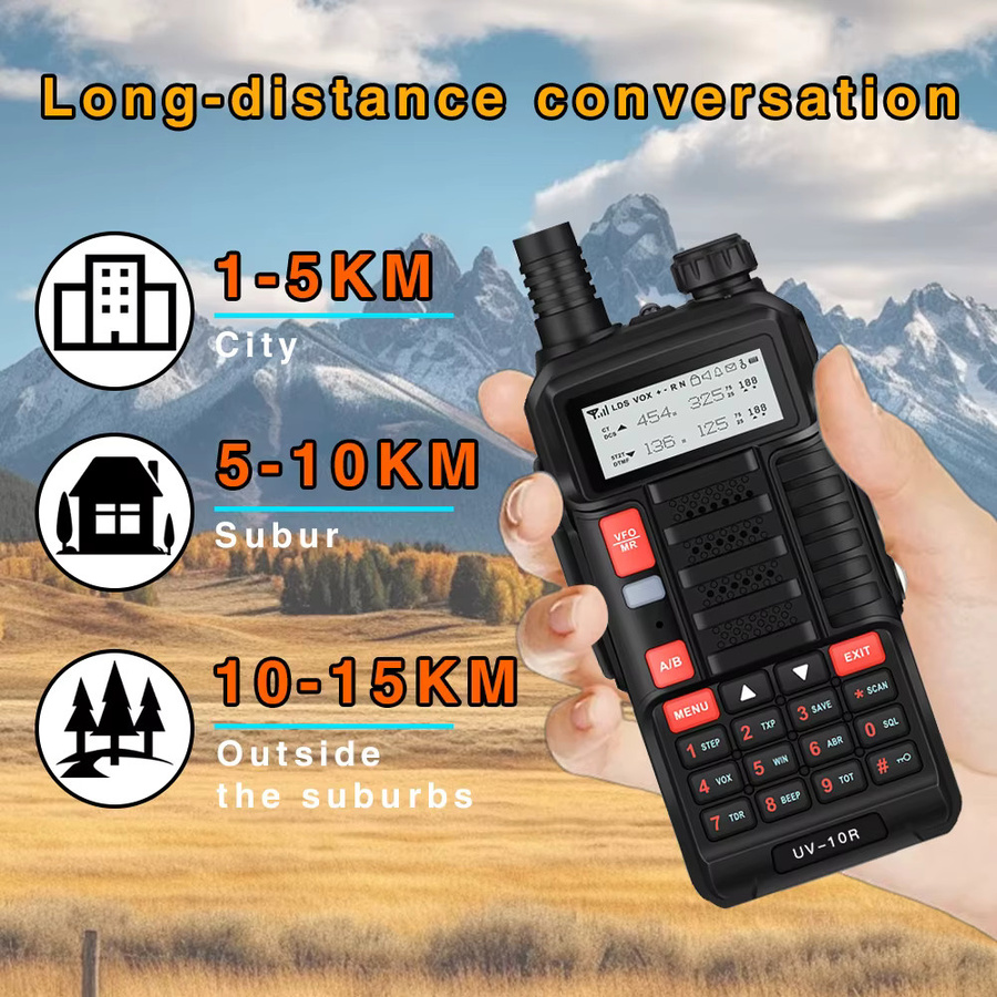 Baofeng Walkie Talkie UV-10R Dual Band Funkgerät in Schwarz mit 10 W High Power und 50 km Reichweite - Bild 2